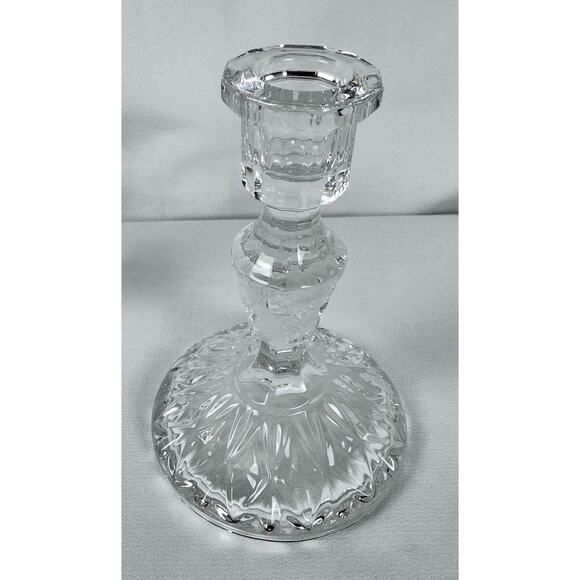Unbranded | Accents | Exquisite Pair Pressed Glass  Exquisite Pair Pressed Glass Candlesticks
 W/ Frosted Accents Vintage EX